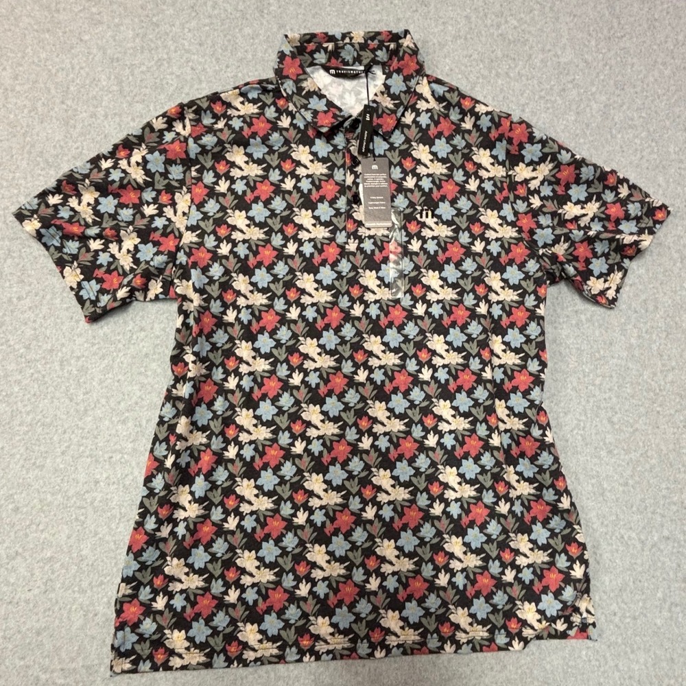 TravisMathew Mens Featherweight Active Floral Polo Shirt Grey XL A46488